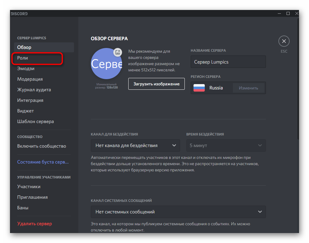откройте меню «Настройки роли», чтобы предоставить разрешения боту CommandCleanup в Discord